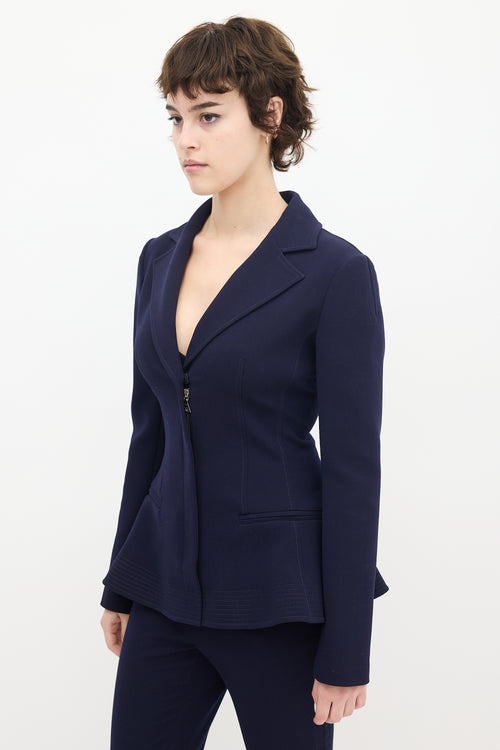 Dior Navy Wool & Nylon Flared Waist Suit