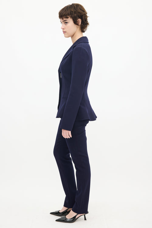 Dior Navy Wool & Nylon Flared Waist Suit