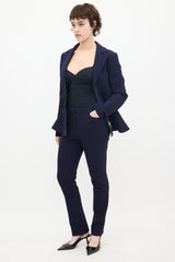 Dior Navy Wool & Nylon Flared Waist Suit