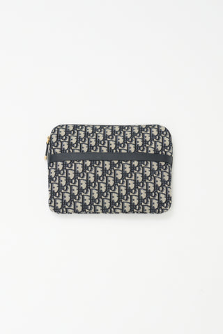 Dior Navy & Beige Monogram Oblique Jacquard Zip Pouch