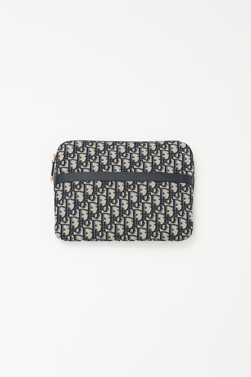 Dior Navy & Beige Monogram Oblique Jacquard Zip Pouch