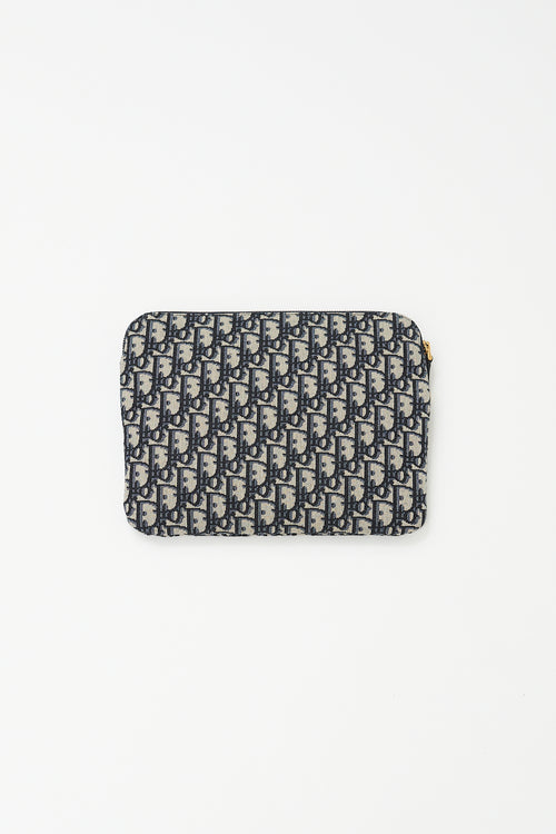 Dior Navy & Beige Monogram Oblique Jacquard Zip Pouch