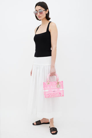 Dior 2023 Neon Pink Canvas Toile de Jouy Reverse Lady D-Lite Bag
