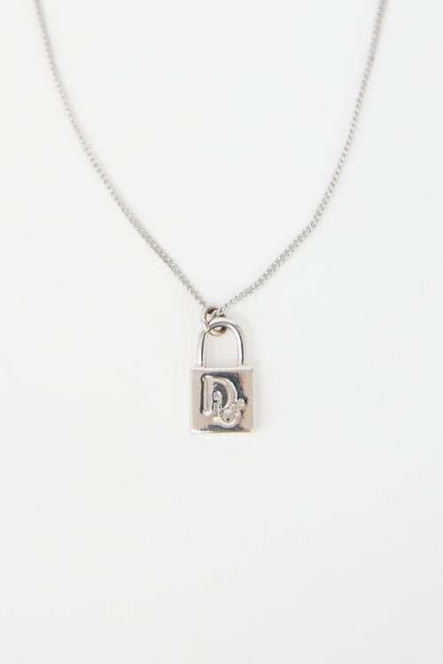 Dior Padlock Logo Necklace