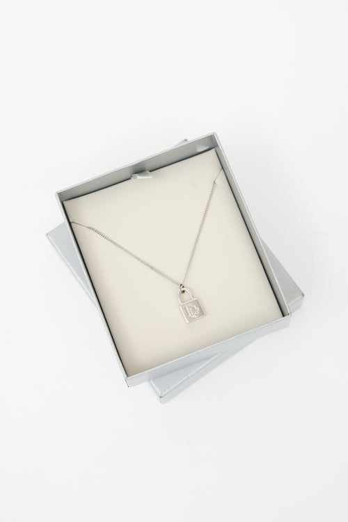 Dior Padlock Logo Necklace