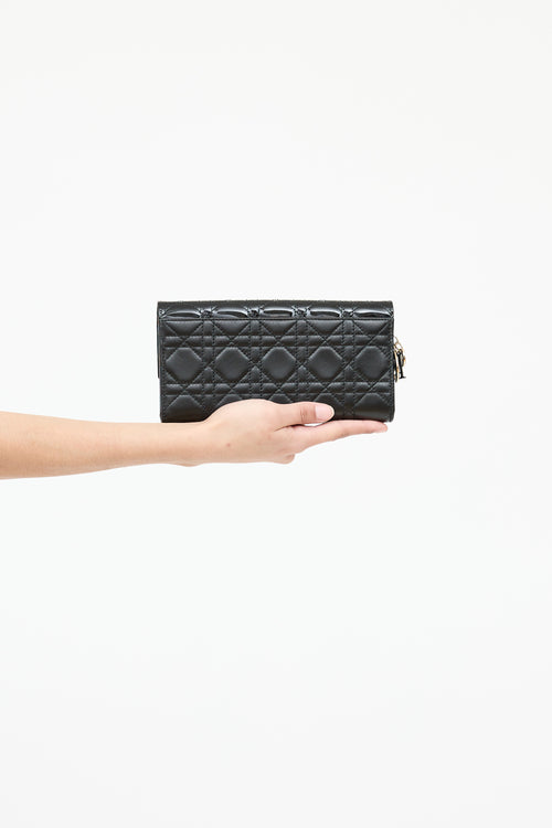 Dior Leather Lady Dior Wallet On Bag