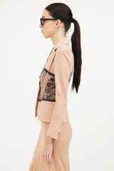 Dior Pink & Black Lace Detail Denim Blazer