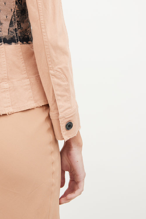 Dior Pink & Black Lace Detail Denim Blazer