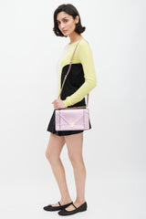 Dior Pink & Gold Leather Metallic Diorama Textured Bag