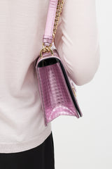 Dior Pink & Gold Leather Metallic Diorama Textured Bag