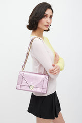 Dior Pink & Gold Leather Metallic Diorama Textured Bag