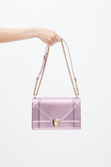 Dior Pink & Gold Leather Metallic Diorama Textured Bag