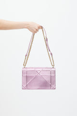 Dior Pink & Gold Leather Metallic Diorama Textured Bag