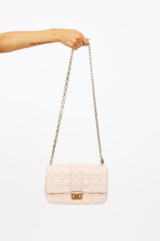 Christian Dior White Cannage Quilted Lambskin Leather and Sequin Baby Diorama Flap Bag