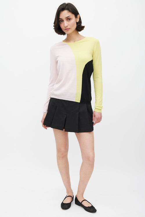 Dior Pink & Multicolour Wool Panelled Knit Sweater