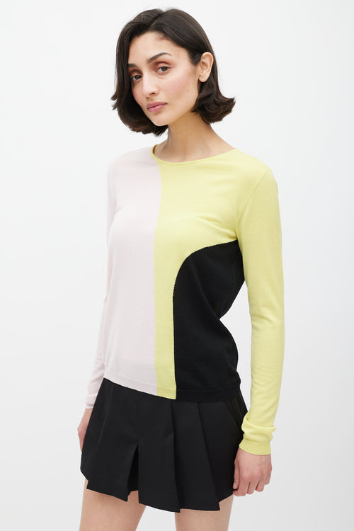 Dior Pink & Multicolour Wool Panelled Knit Sweater