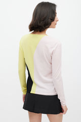 Dior Pink & Multicolour Wool Panelled Knit Sweater