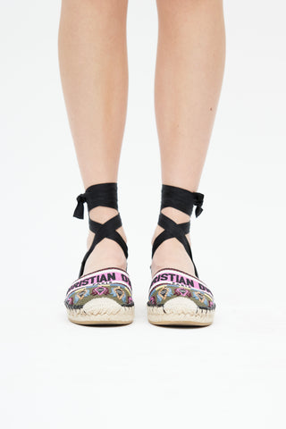 Dior Pink & Multicolour Woven Logo Epsadrille
