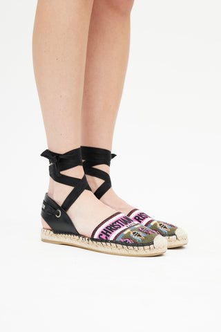 Dior Pink & Multicolour Woven Logo Epsadrille