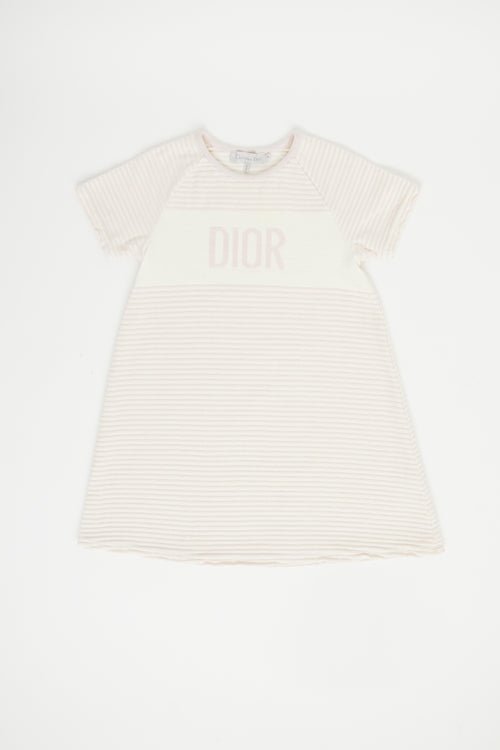 Dior Pink & Cream Velvet Stripe Dress