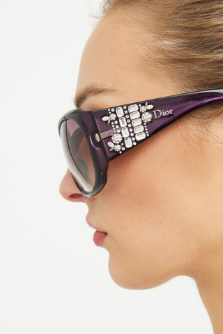 Dior Purple Oversized Purple Embellished 609J8 Sunglasses