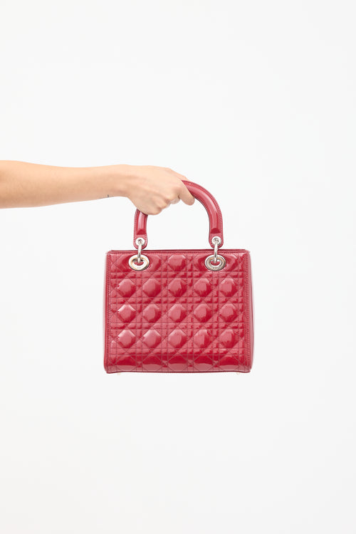 Dior 2012 Red Patent Leather Medium Lady Dior Bag
