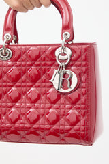 Dior 2012 Red Patent Leather Medium Lady Dior Bag