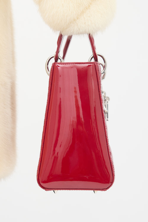Dior 2012 Red Patent Leather Medium Lady Dior Bag