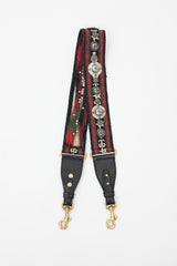 Dior Red & Multicolour Emrboidered Studded Shoulder Strap