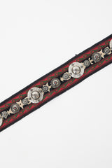 Dior Red & Multicolour Emrboidered Studded Shoulder Strap