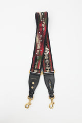 Dior Red & Multicolour Emrboidered Studded Shoulder Strap