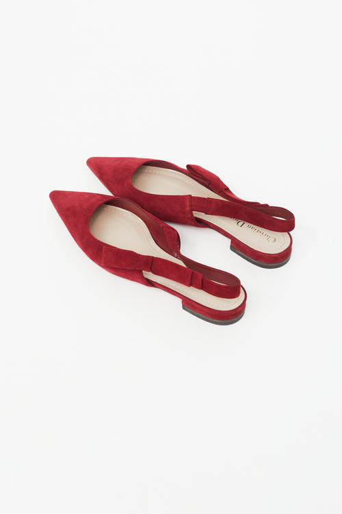 Dior Red Suede Slingback Flat