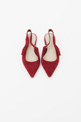 Dior Red Suede Slingback Flat
