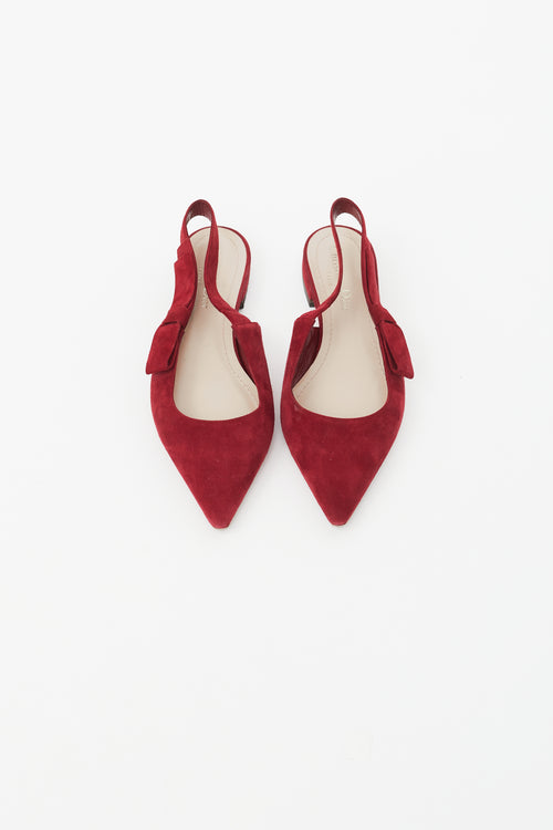 Dior Red Suede Slingback Flat