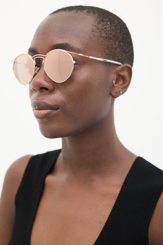 Dior Rose Gold & White DiorOrigins1 Circular Sunglasses