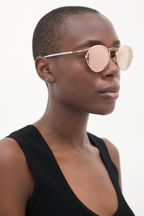 Dior Rose Gold & White DiorOrigins1 Circular Sunglasses