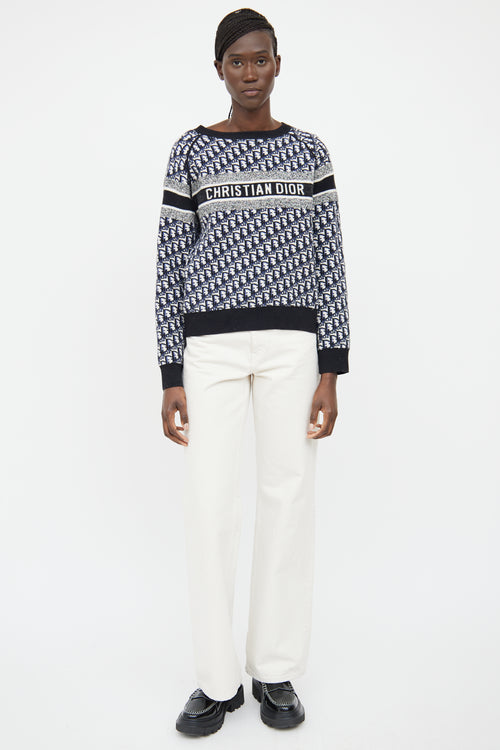 Navy & Grey Oblique Reversible Sweater