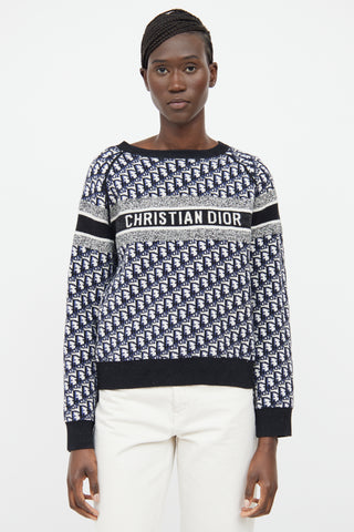 Dior Navy & Grey Oblique Reversible Sweater