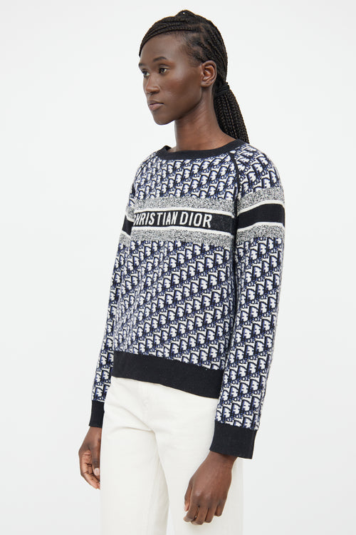 Dior Navy & Grey Oblique Reversible Sweater
