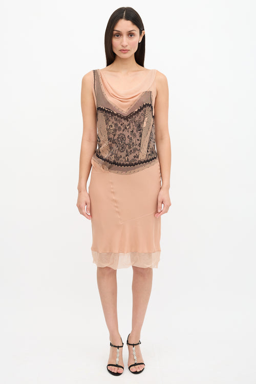 Dior SS 2006 Silk Trompe L'oeil Print Dress