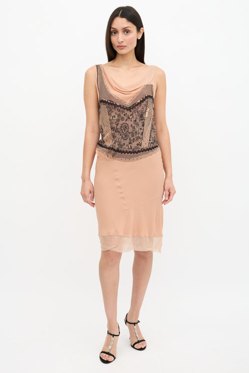 Dior SS 2006 Silk Trompe L'oeil Print Dress