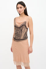 Dior SS 2006 Silk Trompe L'oeil Print Dress