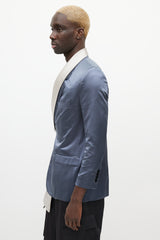 Dior SS 2020 Navy & Grey Satin Scarf Blazer