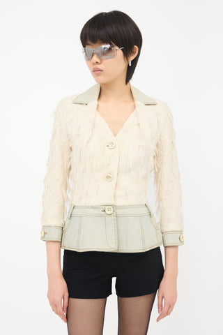 Dior SS 2005 Frayed Tweed & Denim Jacket