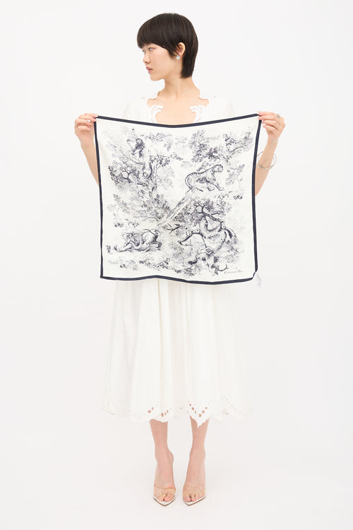 Dior Silk Toile De Jouy Scarf Visor