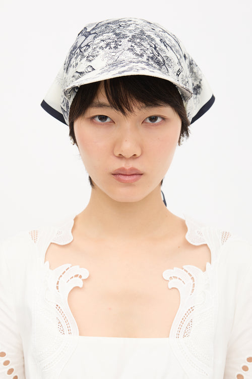 Dior Silk Toile De Jouy Scarf Visor