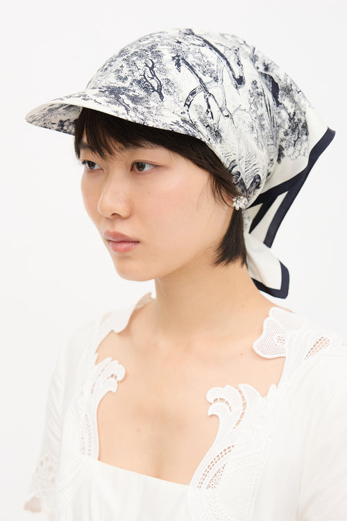 Dior Silk Toile De Jouy Scarf Visor