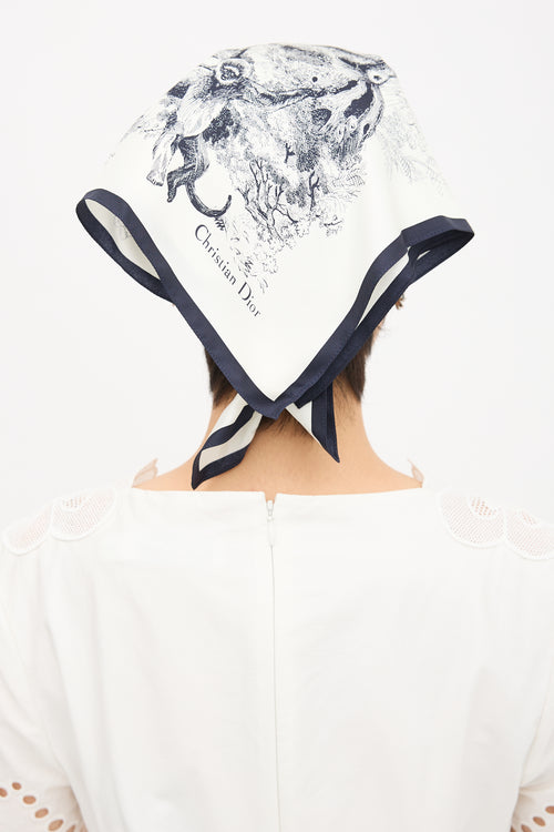 Dior Silk Toile De Jouy Scarf Visor