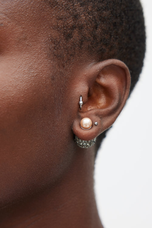 Dior Silver & Pink Jewel Ball Earrings