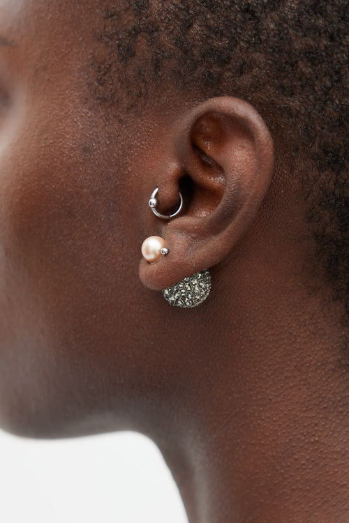 Dior Silver & Pink Jewel Ball Earrings